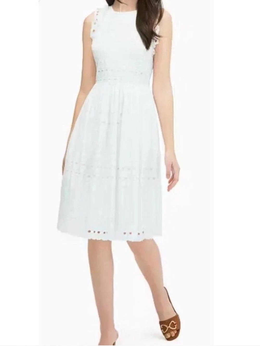 kate spade White Eyelet Sleeveless Dress Sz 0 NWOT